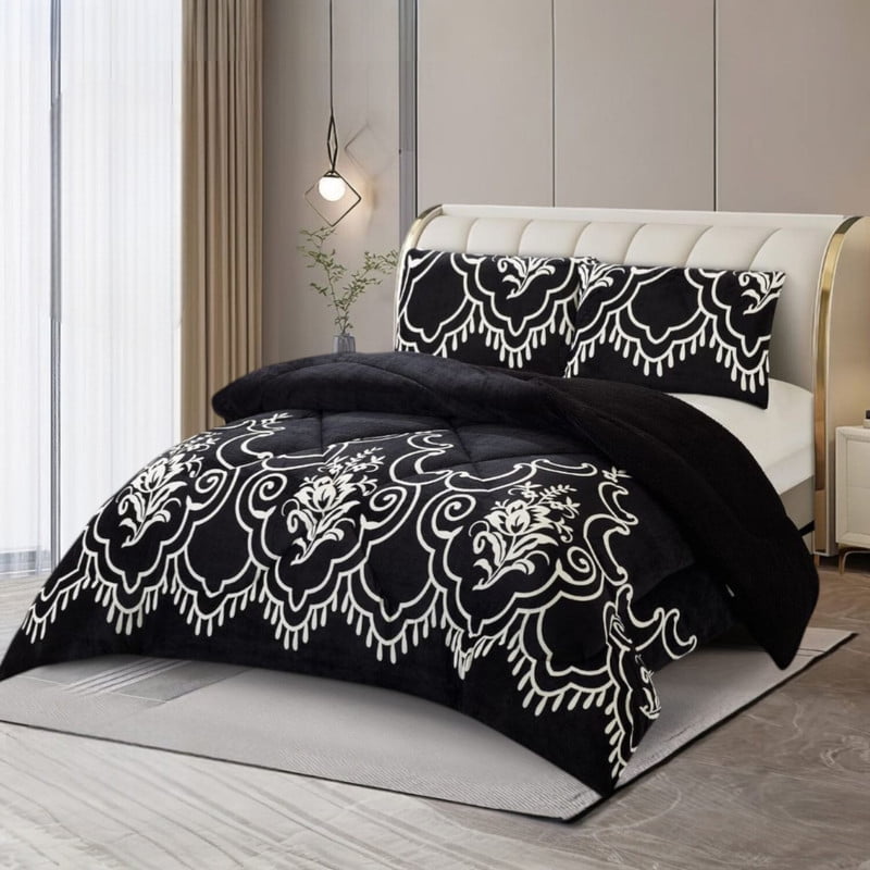 Genérico - Plumon De Invierno Plush Liso Con Chiporro De 2 Plazas + 2 Fundas Para Almohada Cipi2p-34
