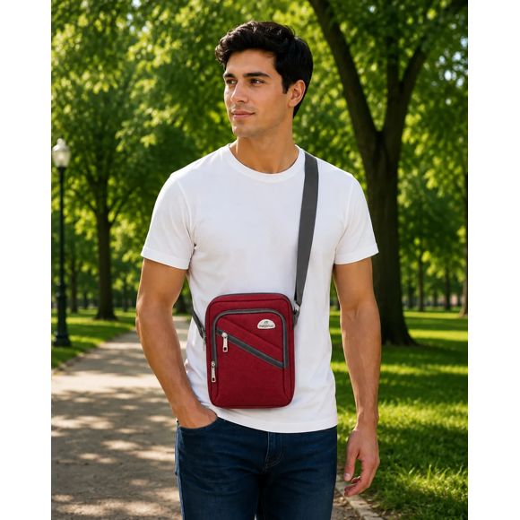 Bolso Morral Bandolera Hombre Rojo