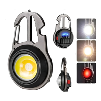 Genérico - Linterna De Llavero Recargable Portátil Cob Luz Led Blanco Negro