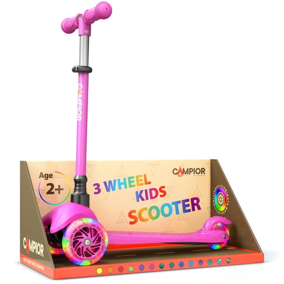 Scooter Campior Pink Mini de 3 ruedas para niños mayores de 2 años con ruedas LED