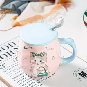 El Edén - Mug, Taza Cerámica Diseño Gatitos Kawaii, Con Tapa, 430 Ml