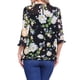 thumbnail image 3 of INSPIRE CHIC Camisas de Mujer de Manga 3/4 Blusas de Gasa Floral Negro-Verde Floral XL, 3 of 6