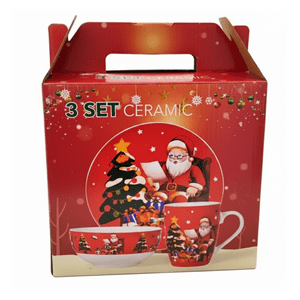 Genérico - Set De Taza Plato Y Bowl De Navidad Viejo Pascuero Navidad Rojo Viejito Pascuero