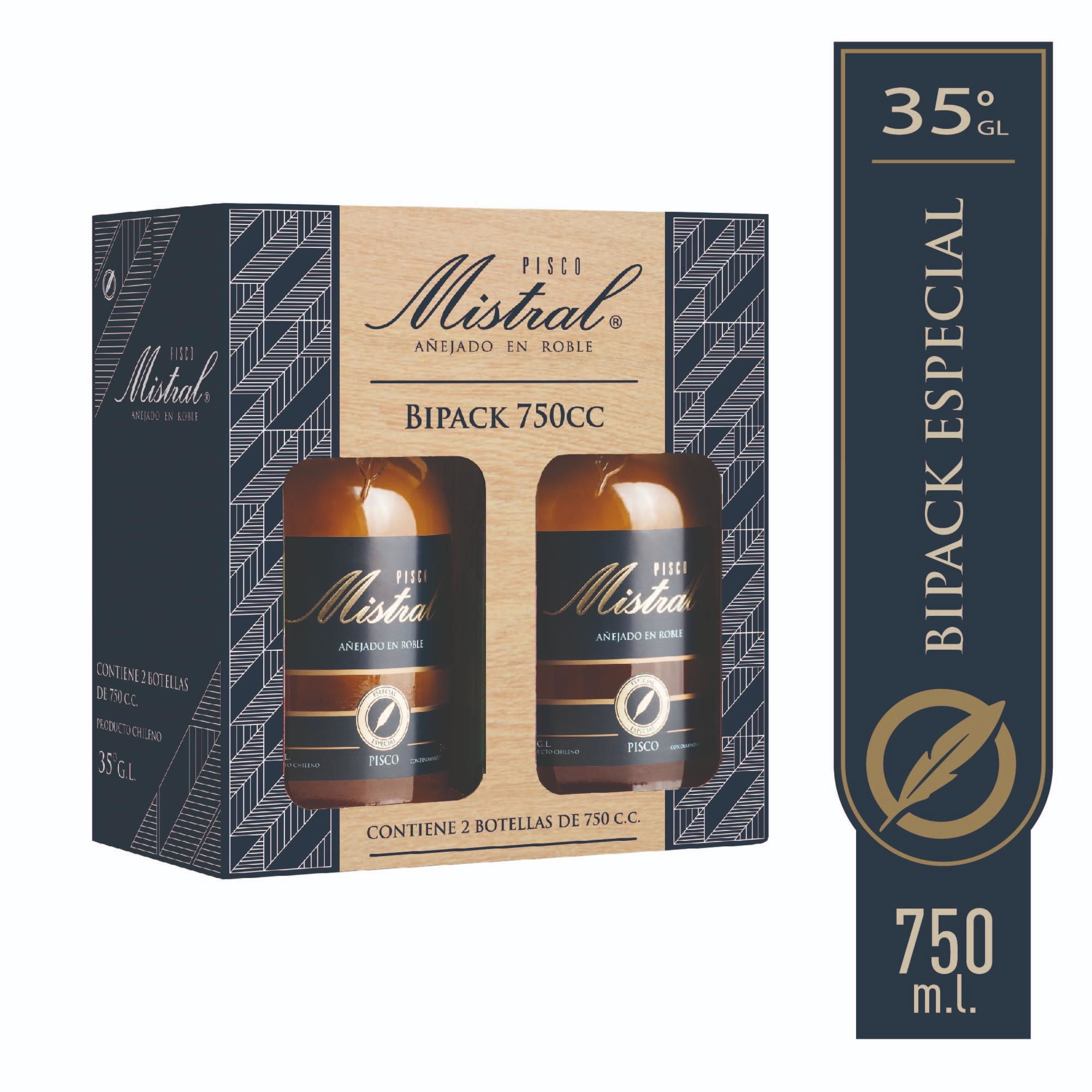 Pisco Mistral Añejado 35° Pack 2 Botella