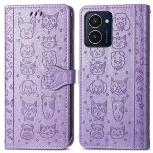 Funda Cartera Foxdock Para Hmd Pulse Pro , Flip Pu Con Relieve De Gatos Y Perros, Tarjetero Y Soporte
