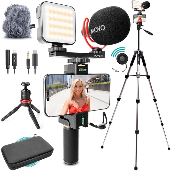 Kit de vlogs Movo iVlogger-Pro con trípode para iPhone/Android