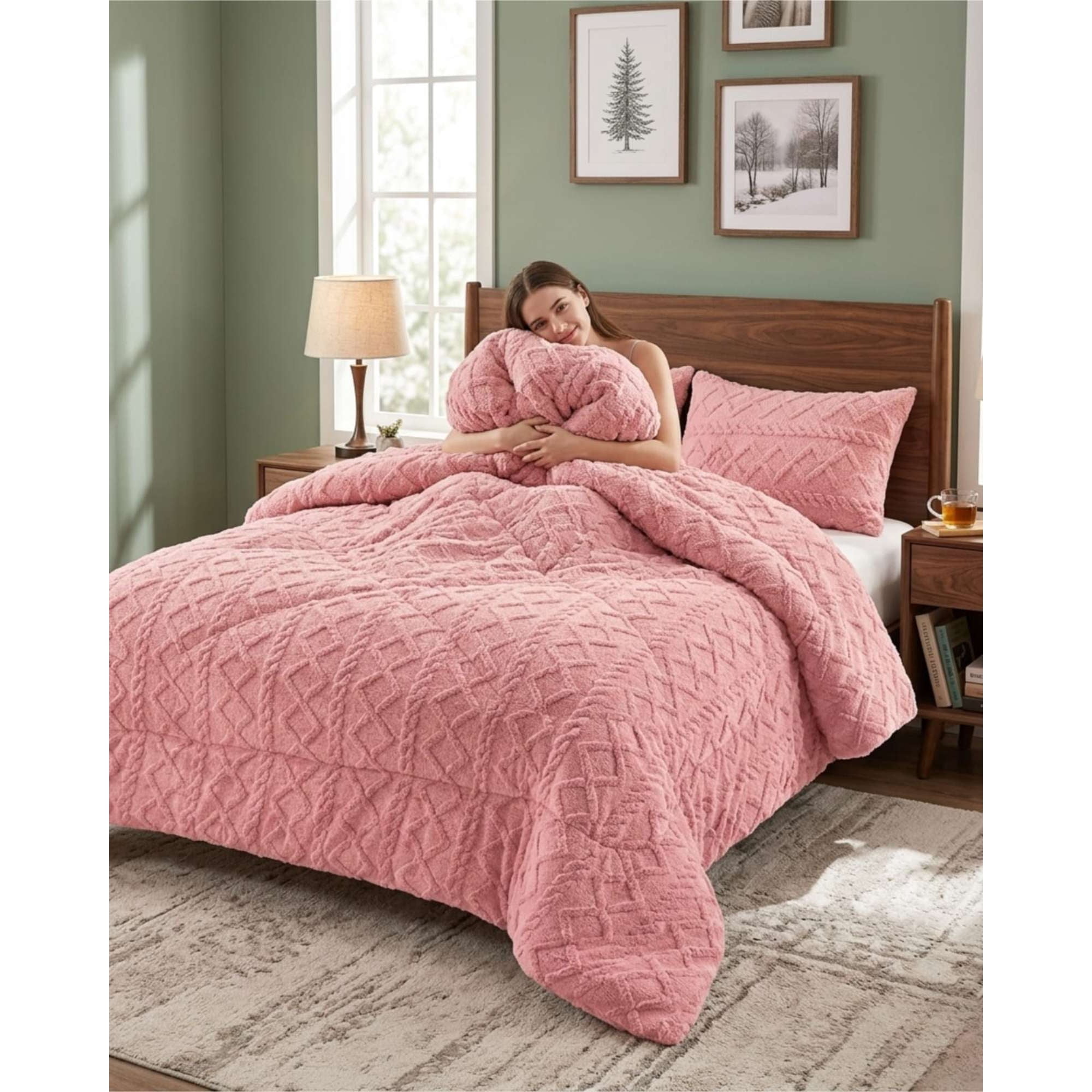 Todo Para El Hogar - Plumón Térmico Trenzas De Terciopelo King