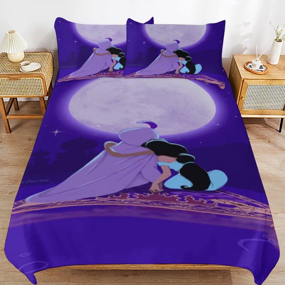 Aladdin Cartoon Bedding Sets Ultra Soft Skin-Friendly Duvet Cover 3 Piece, Cute Comforter Cover Bed Set for Boys Girls Kids