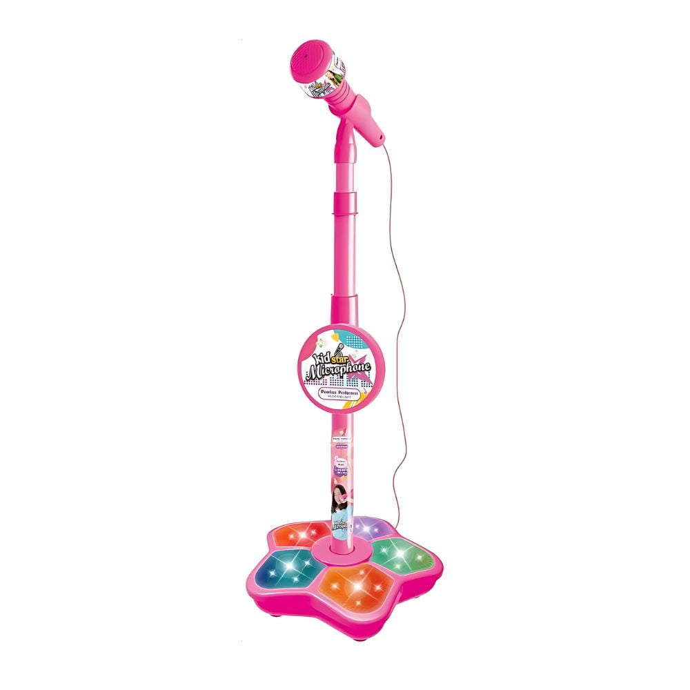 Crusec - Micrófono Juguete Infantil Con Pedestal Entretención - Rosa