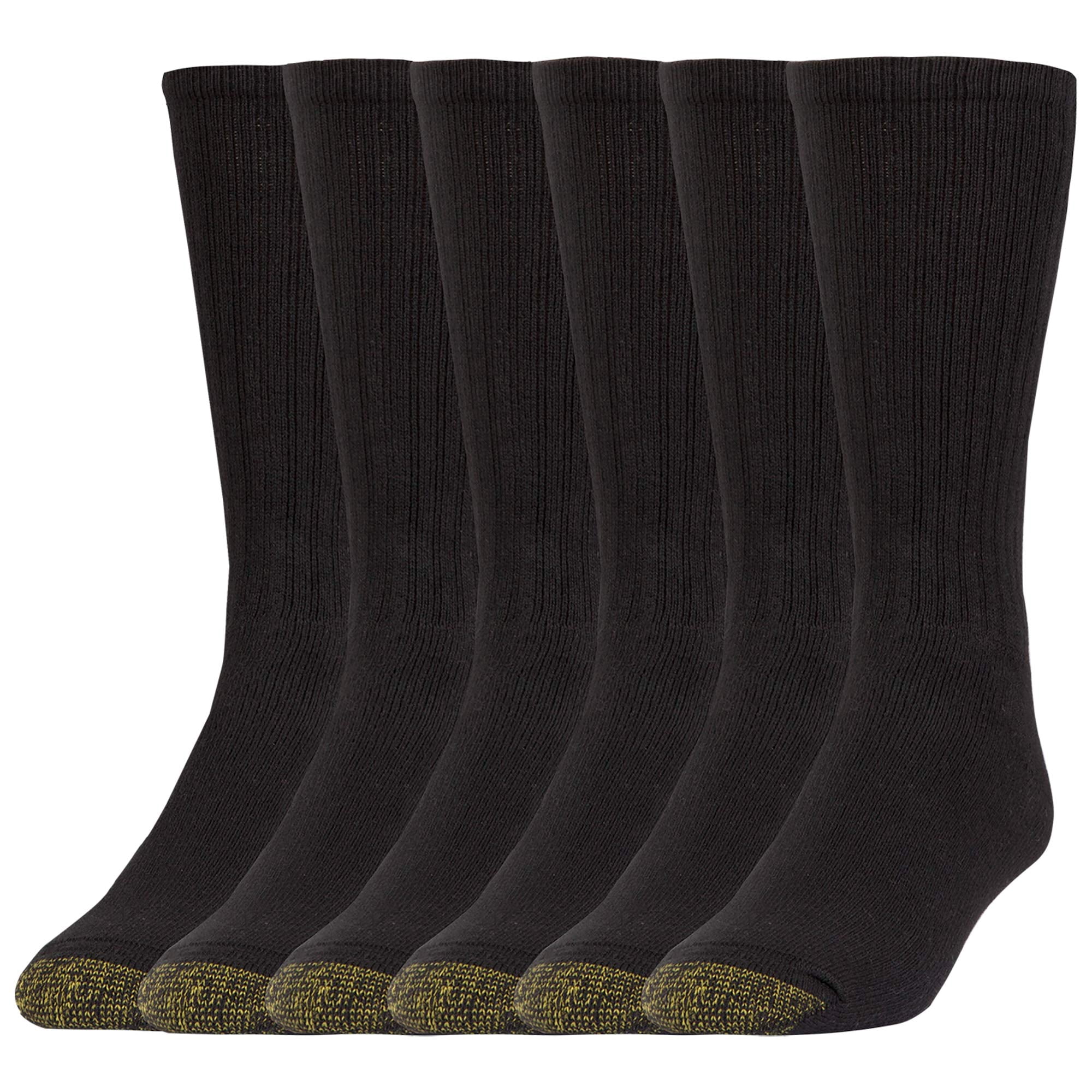Calcetines Redondos Goldtoe Harrington Para Hombre Negros, 6 Pares, Talla L