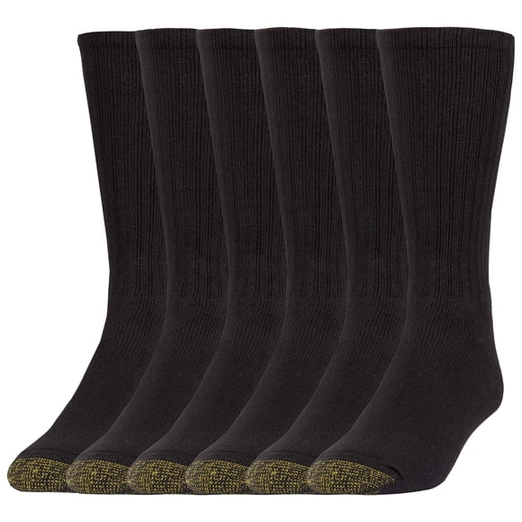 Calcetines redondos GOLDTOE Harrington para hombre negros, 6 pares, talla L