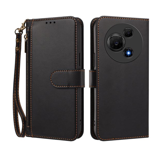 Funda Tipo Billetera para TCL 60 NxtPaper 4G con Soporte y Bolsillo con Cierre Negro