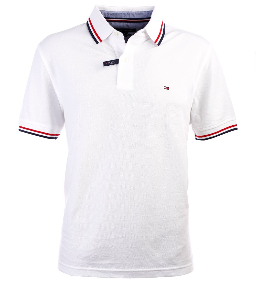 Polo Tommy Hilfiger Con Cuello A Rayas Para Hombre, Color Blanco