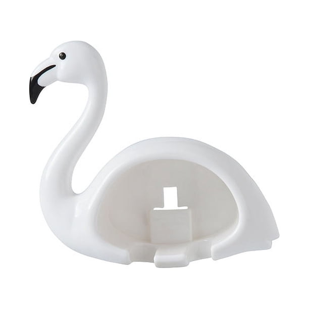 1pc Cute Flamingo Toothbrush Holder - Strong Adhesive Wall Mount - Perfect for Bathroom Storage and Bath Supplies - White and Pink
