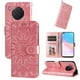thumbnail image 2 of Funda tipo cartera FOXDOCK para Honor 50 Lite , diseño girasol en relieve, cuero PU, cierre magnético, soporte y tarjetero, 2 of 5