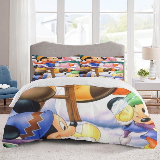 Mickey Mouse Bedding Sets Cartoon Duvet Cover Lightweight 3 Piece Bet Sets for Kids Boys Girls