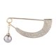 thumbnail image 4 of Crystal Pearl Cardigan Suéter Con Clip Broche Bufanda Abrigo Vestido Dorado, 4 of 5