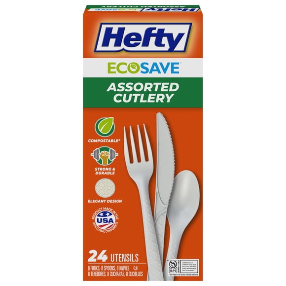 Set de Cubiertos Compostables Hefty ECOSAVE 24 piezas