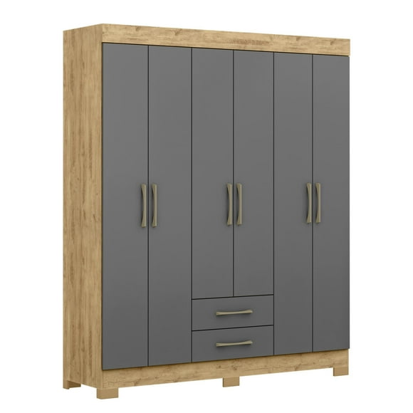 Clóset Escocia 6 Puertas 2 Cajones Mdf Gris