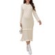 thumbnail image 1 of INSPIRE CHIC Vestido de Punto para Maternidad de Mujer con Volantes a Rayas, Cálido para Invierno, Elástico, de Manga Larga, Maxi Vestidos Beige X-Large, 1 of 6
