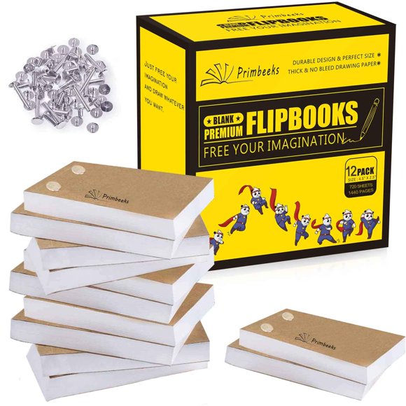 Libros animados Primbeeks pack de 12, 720 hojas 11 × 6 cm