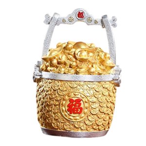 Magideal - Año Nuevo Chino Lingotes Cubo Escultura Mesa Centro De Mesa Tesoro Caso Resina Decoración Cornucopia Estatua Para Mesa Oficina Inauguración De La Casa