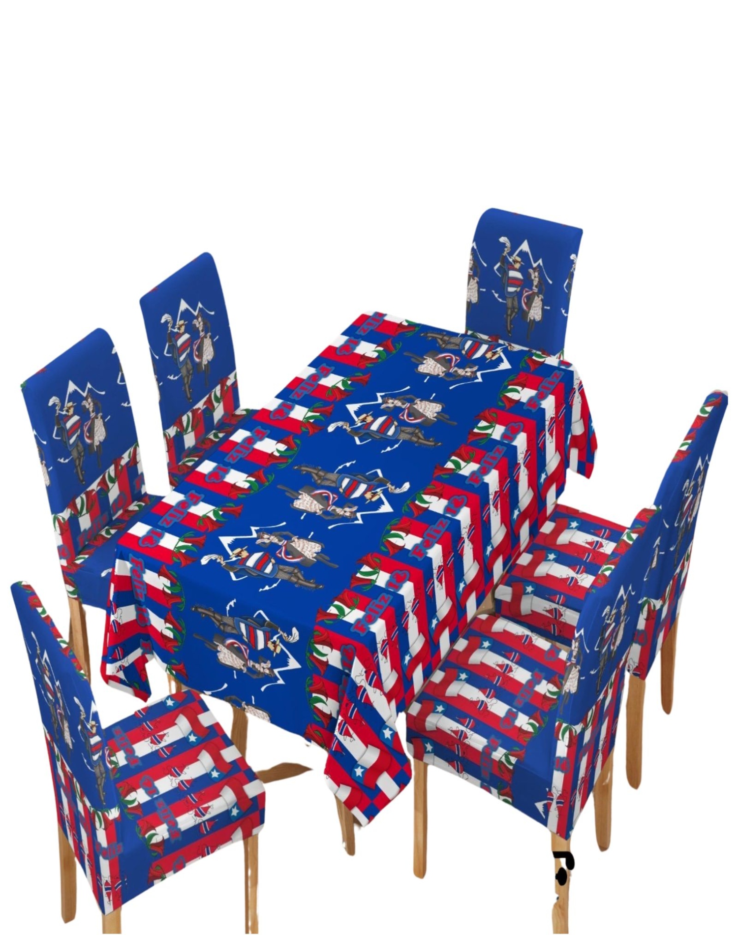 Genérico - Mantel Mas 6 Fundas De Sillas Fechas Patrias 140X220Cm 03