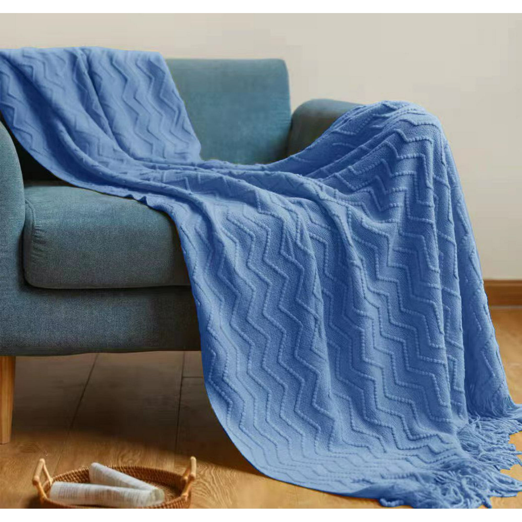 Todo Hogar Santiago De Chile - Manta Tejida King Azul