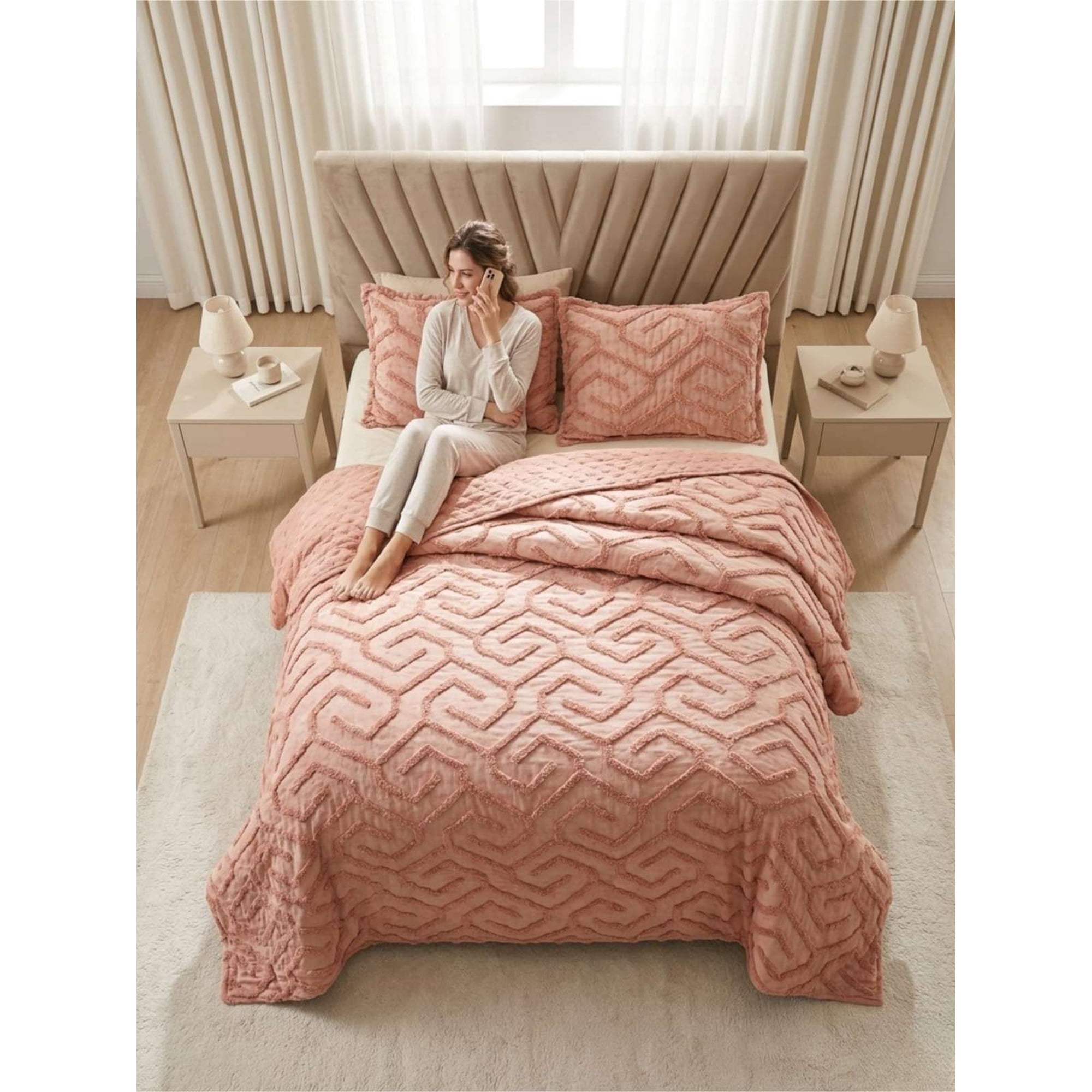 Todo Para El Hogar - Quilt De Verano Tufting Liviano Diseño Geométrico 2 Plazas