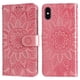 thumbnail image 1 of Funda tipo cartera FOXDOCK para iPhone XR , diseño girasol en relieve, cuero PU, cierre magnético, soporte y tarjetero, 1 of 5