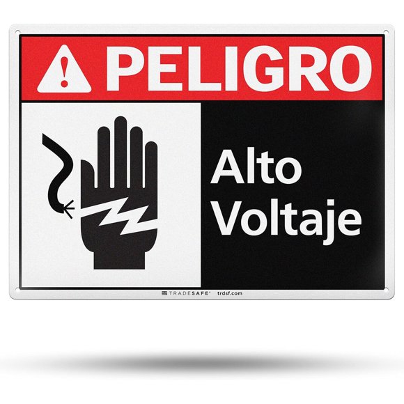 Cartel Peligro Alto Voltaje TRADESAFE TSSSSS7 14 x 10 in Aluminio