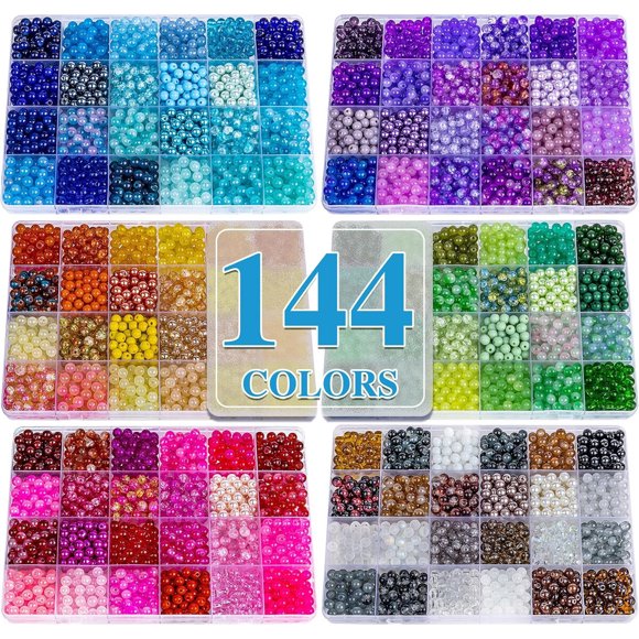 Kit de Cuentas XSEINO 7200 6 mm Vidrio 144 Colores