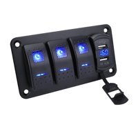 Magideal - Panel De Interruptores Basculantes De 4,2 A Con Cargador Usb Doble, Voltímetro De Aluminio De Alta Resistencia Para Vehículos 4 Pandillas