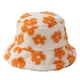 thumbnail image 1 of Sombrero de pescador de piel sintética con margaritas y flores de oveja para mujer, cálido y peludo para invierno, 1 of 5