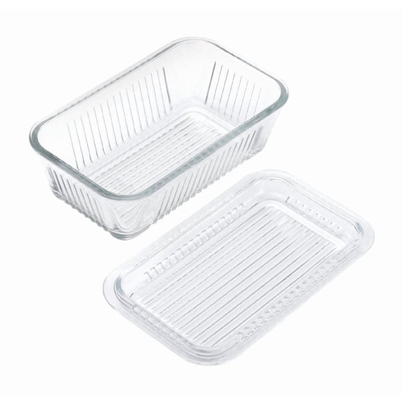 Mantequera Butter Dish Lifetime de vidrio transparente, paquete de 4