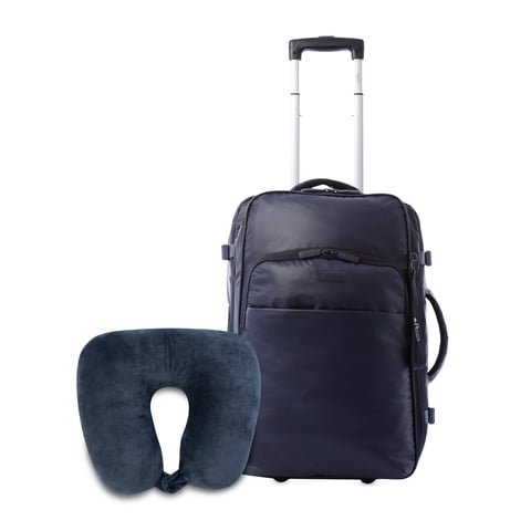 Pack Maleta De Cabina Trip + Almohada De Viaje Azul Totto