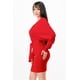 thumbnail image 3 of Vestido Corto De Punto Acanalado De Manga Larga Con Cinturón Y Escote En V Color Rojo (para Mujer), 3 of 4