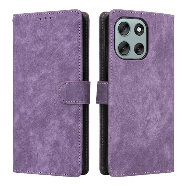 Funda Billetera para Motorola Moto G66Y 5G con Soporte - Cartera de Cuero con Ranuras Morado