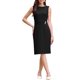thumbnail image 1 of INSPIRE CHIC Vestido lápiz sin mangas para mujer con cuello barco y efecto cruzado, ideal para oficina, longitud hasta la rodilla, talla M, color negro, 1 of 5