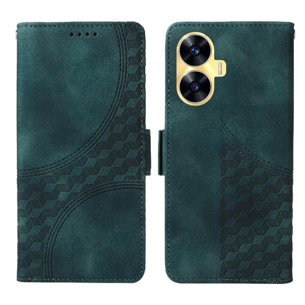 Carcasa FOXDOCK Realme C55 de cuero PU, diseño acolchado clásico, protección contra caídas y rayones