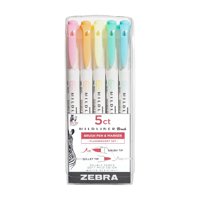 Zebra Pen - Rotulador Zebra Mildliner Con Brocha De Doble Punta, Paquete De 5