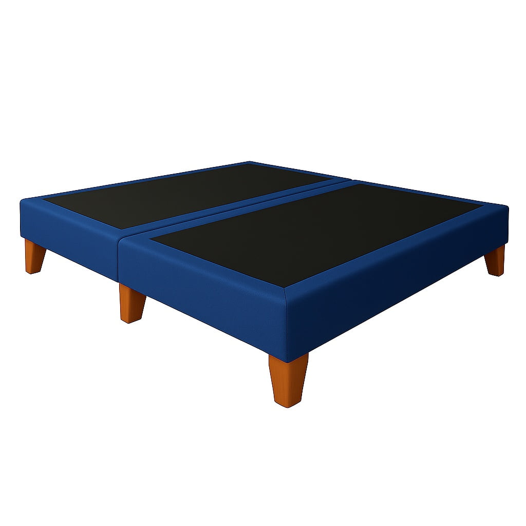 Ethan Desing - Base De Cama 2 Plazas Azul Francia En Lino
