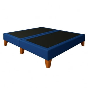 Ethan Desing - Base De Cama 2 Plazas Azul Francia En Lino