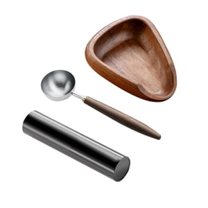 Bothyi - 3X Cuenco De Madera Para Café En Grano Y Cuchara Medidora Moderna Para Cocina, Hotel, Cafetería Shabilimu