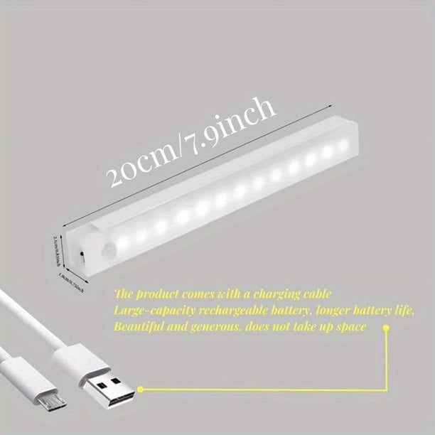 1pc LED Motion Sensor Cabinet Light, Under Counter Closet Lighting, Wireless Magnetic USB Rechargeable Kitchen Night Lights, Battery Powered Operated Light For Wardrobe Closets Cabinet Cupboard Stairs