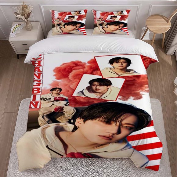 Xu Zhangbin Red Smoke Poster Theme Bedding Set | Includes 1 Duvet Cover and 2 Pillowcases Soft and Comfortable