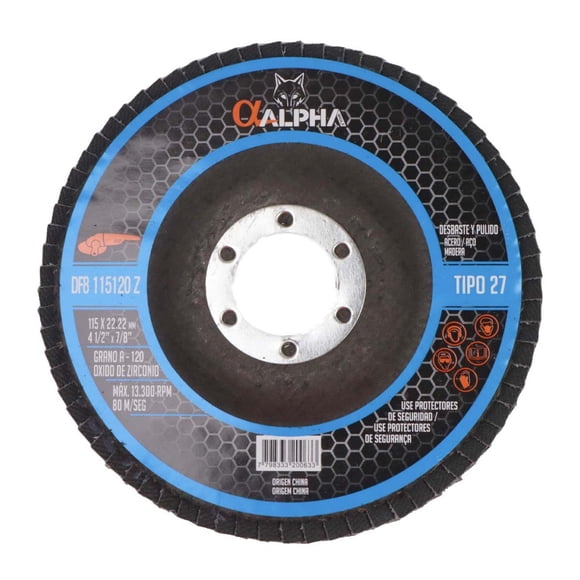 Disco Flap Para Acero Inox 4 1/2'' Zirconio - Alpha azul