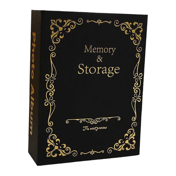 Álbum de Fotos Libro para Recuerdos Familiares Álbum Fotográfico con Diseño Compacto Y Resistente Fácil de añadir Imágenes Adecuado para Viajes Cumple Negro