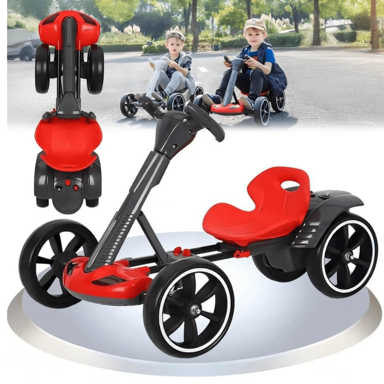Genérico - Carro Go Kart Eléctrico Plegable Liviano Para Niños Rojo