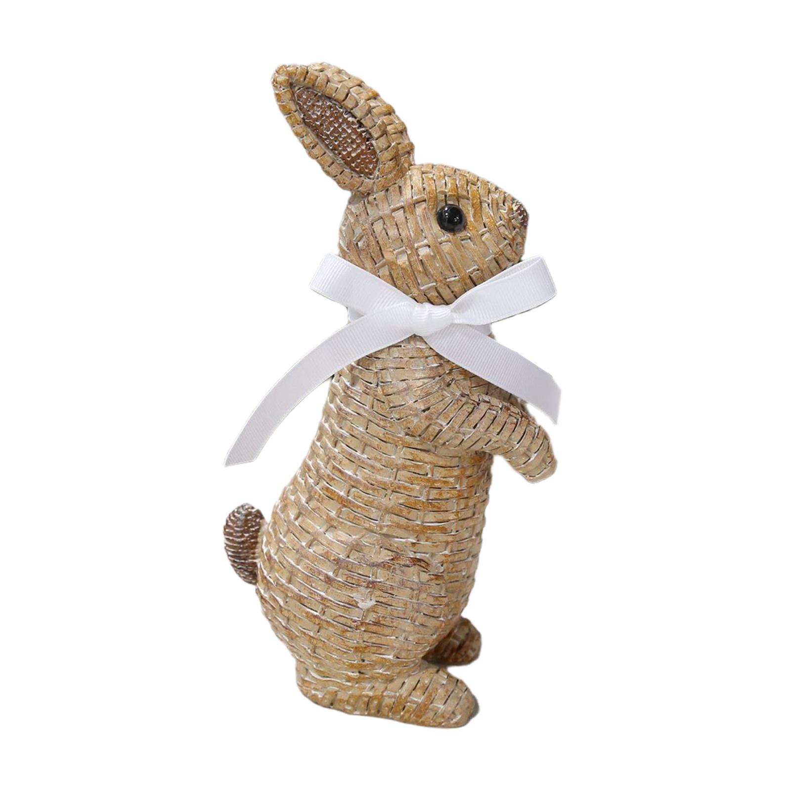 Ioensy - Estatuilla De Conejito De Pascua Mini Estatua De Conejo Hogar Patio Césped Decoración Marrón De Pie